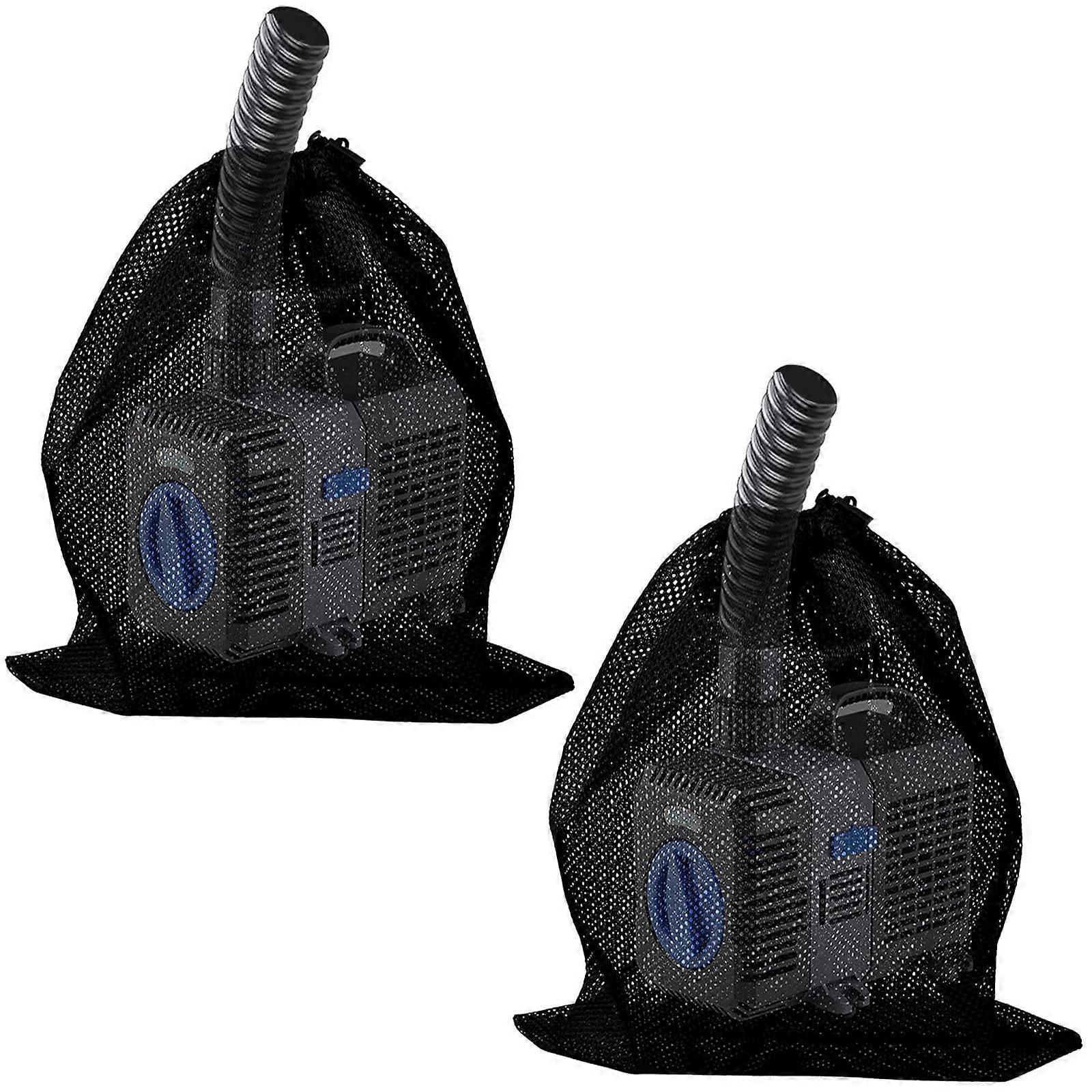 Black Pond Pump Filter Bag 2 Pcs for Outdoor Use 8.66"x6.29" Durable Mesh Material Compatible with Pond Filters