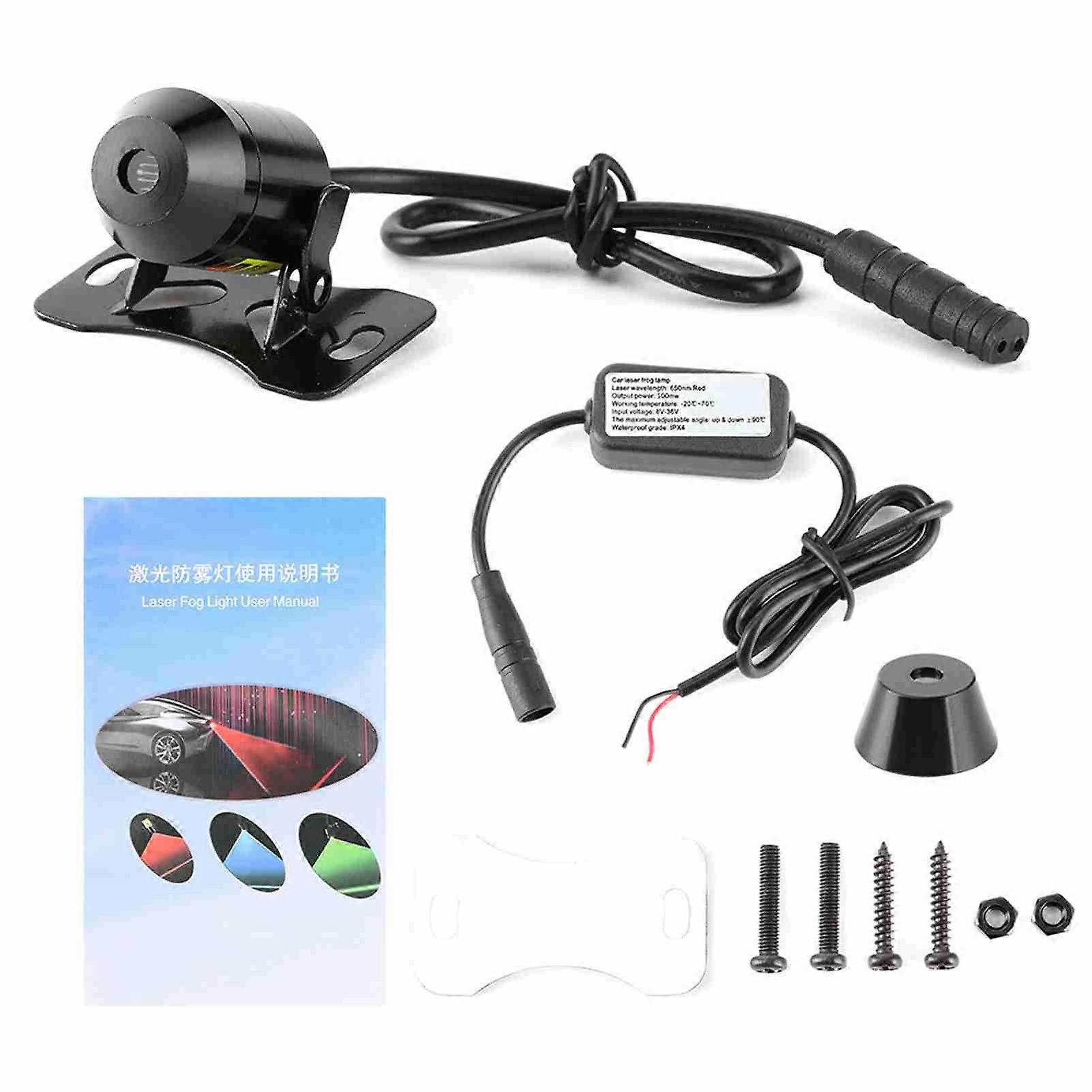 8V‑36V Laser Rear Fog Light Anti‑Collision Brake Tail Warning Lamp Indicator for Car Motorcycle