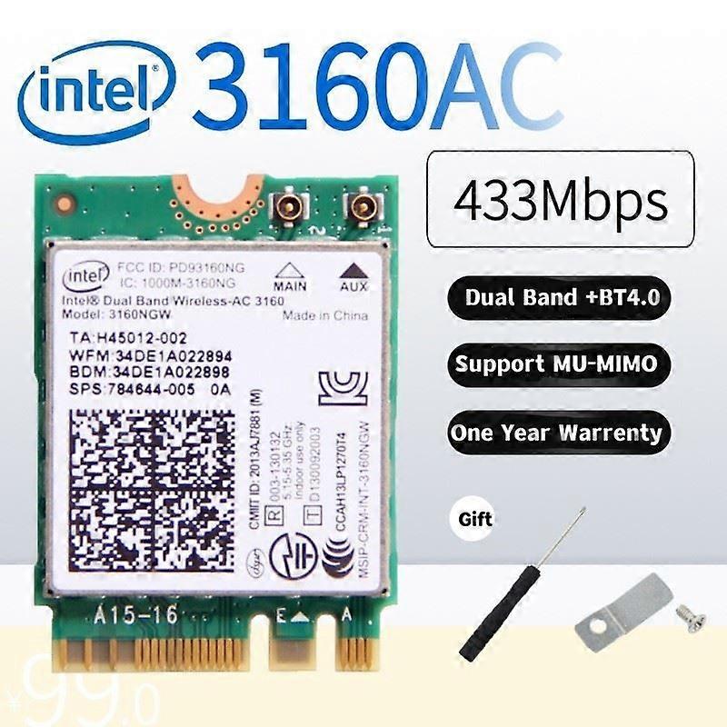 Intel Wireless-AC 7260 7260HMW 3160 7265 3165 8260 Mini PCIE Card Dual Band Bluetooth WiFi Adapter