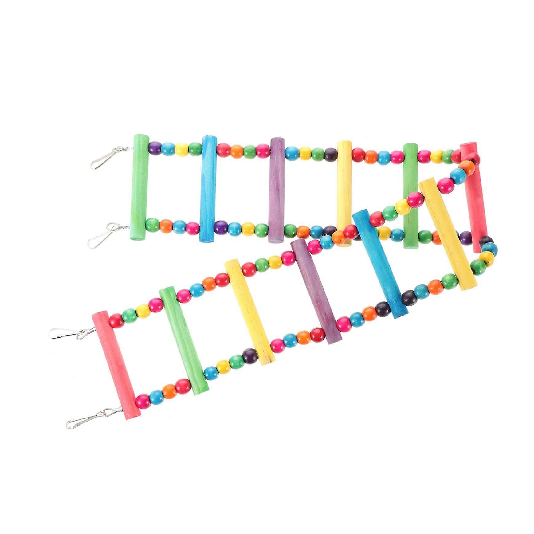Parrot Ladder 12-Step Swing Toy Natural Wood Steel Wire Construction for Pet Birds Versatile Training Accessory