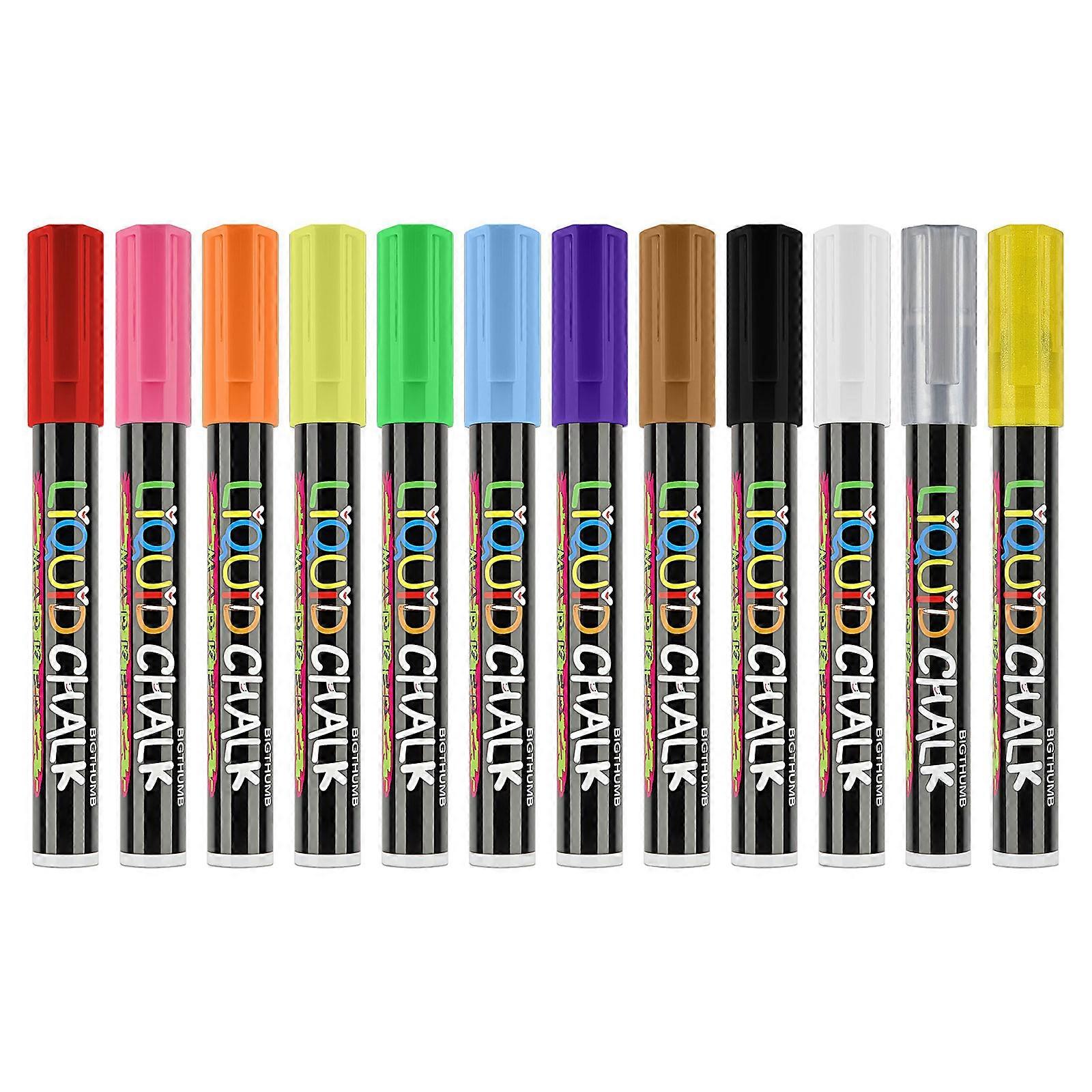 Marqueurs de tableau blanc effaçables multicolores 12 couleurs Stylos de tableau noir pour tableau blanc Tableau noir Fenêtre Verre