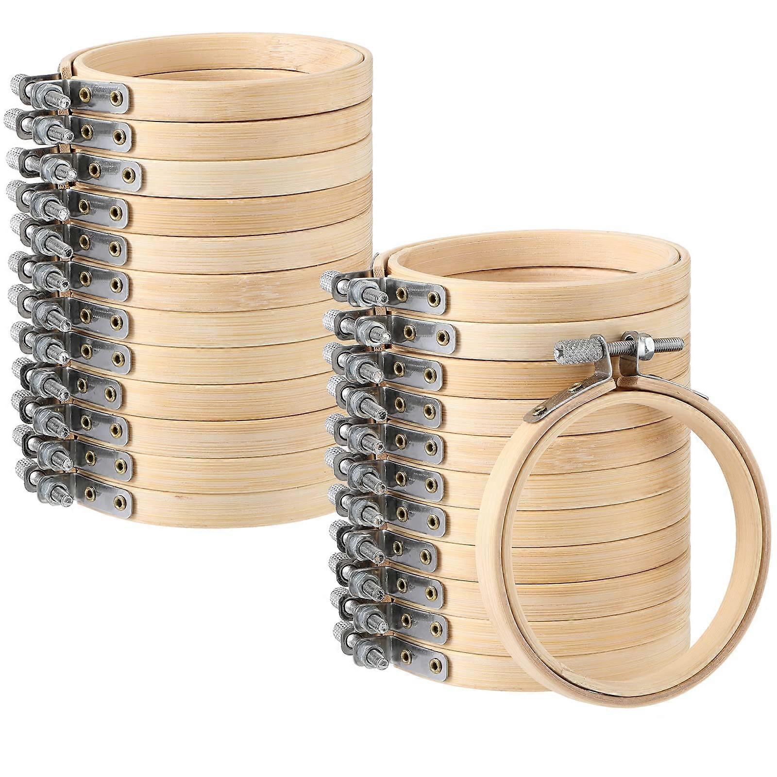 Embroidery Hoop Bulk Wooden Round Bamboo Cross Stitch Hoops, Tiny Small Size, 24 Pcs, For Art Craft Sewing