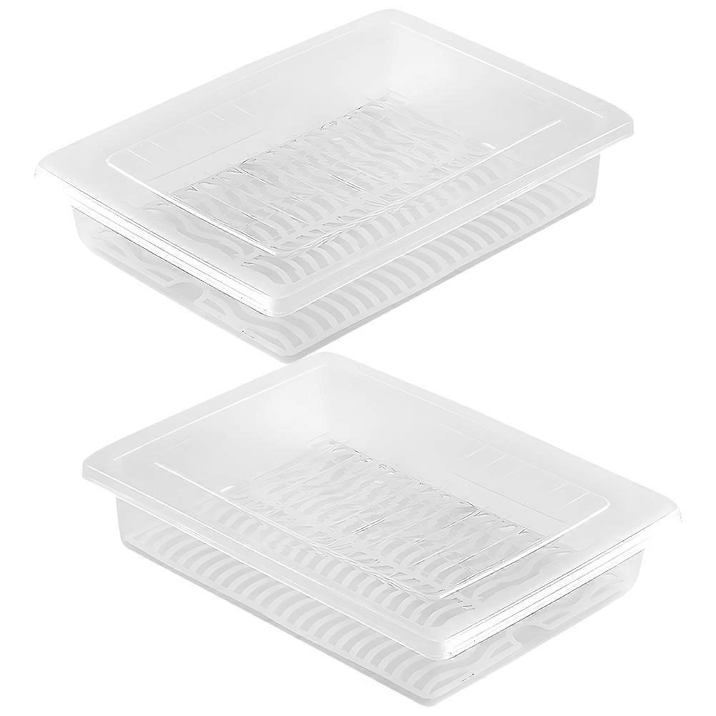 Transparent Food Storage Containers with Removable Drain Plates Airtight Fridge Organizers for Fruits, Vegetables, and Seafood Space Saving