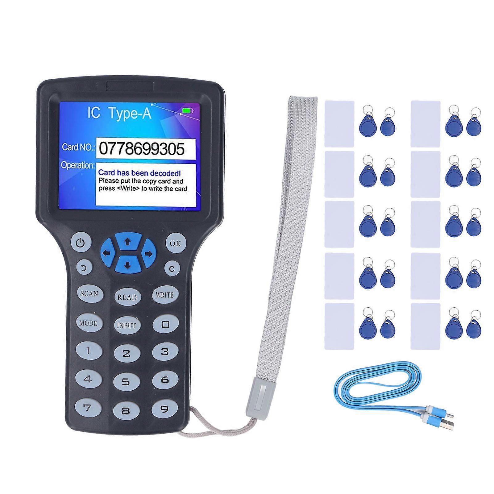 2025 Latest Model  Black NFC RFID Card Reader with UID Keychain HD 2.8inch