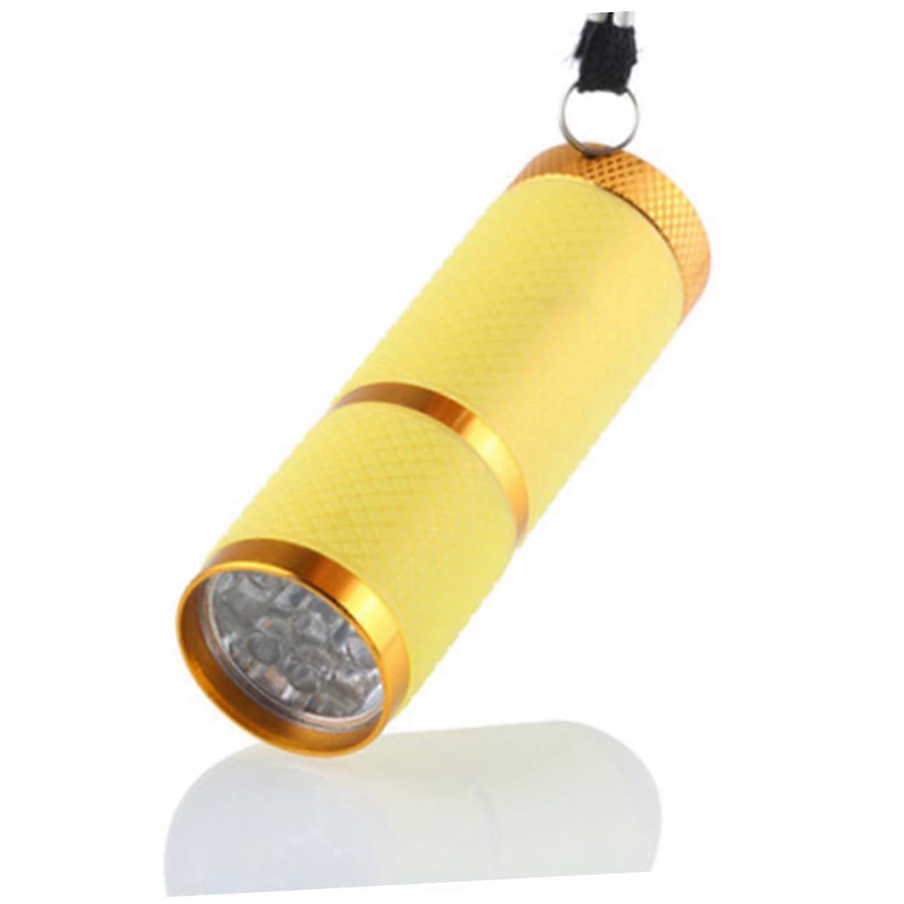 UV Torch LED Aluminium Alloy Yellow for Money Checking, Camping, and Outdoor Activities Without Batteries