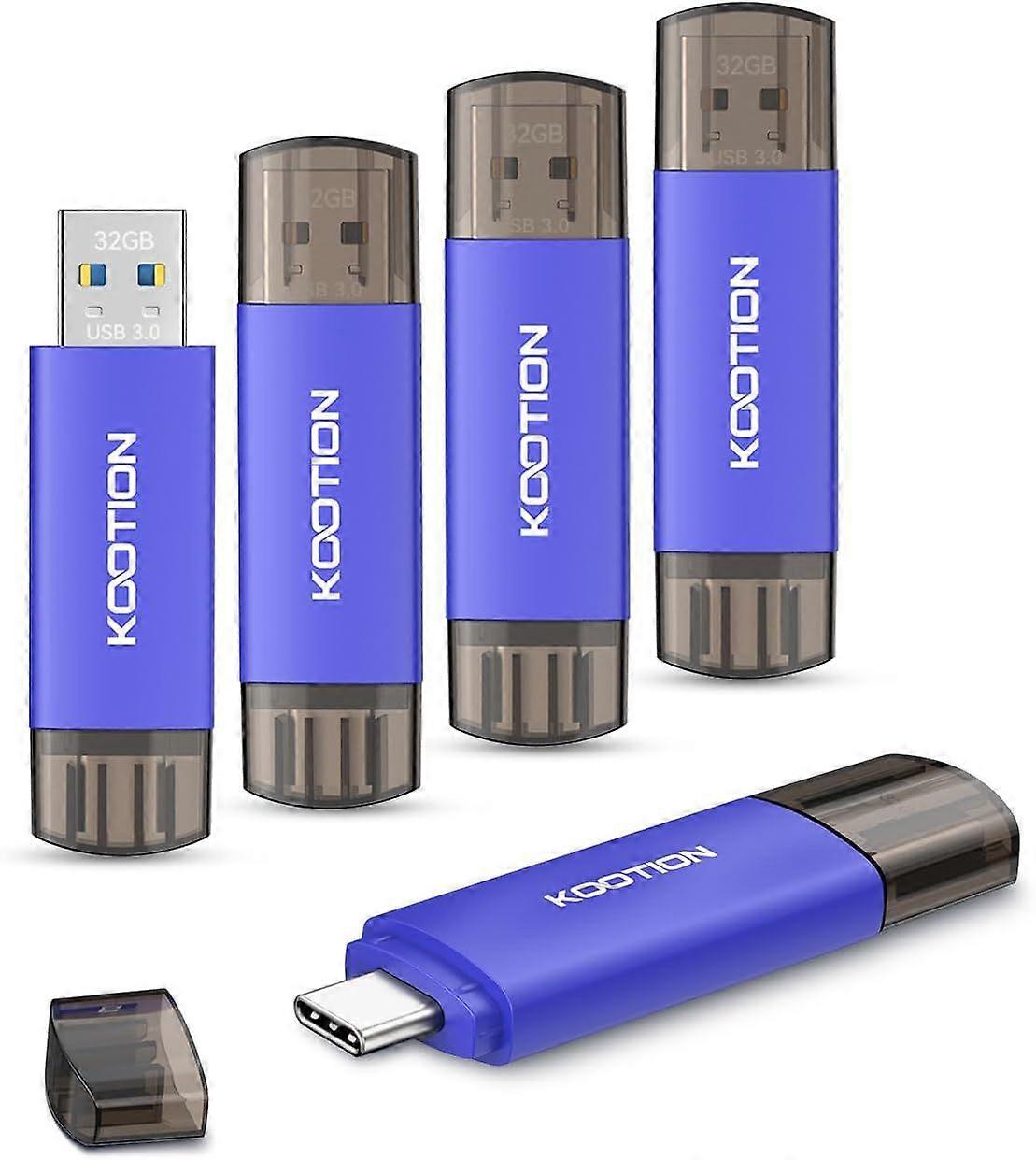 32GB Type-C Flash Drive 5-Pack,  2-in-1 USB C Flash Drive USB-A&USB-C 3.0 Dual