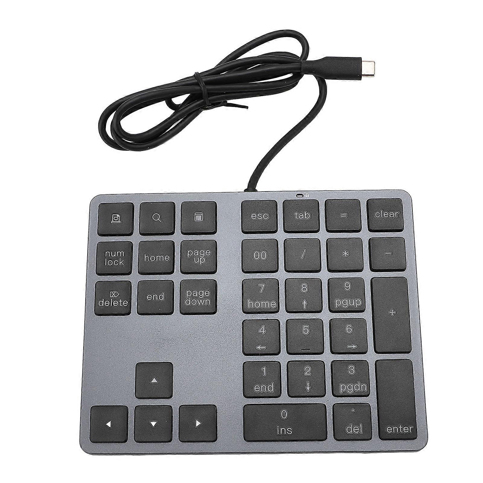 Wired Numeric Keypad USB C Hub 34 Keys Slim External Keyboard for Laptop PC