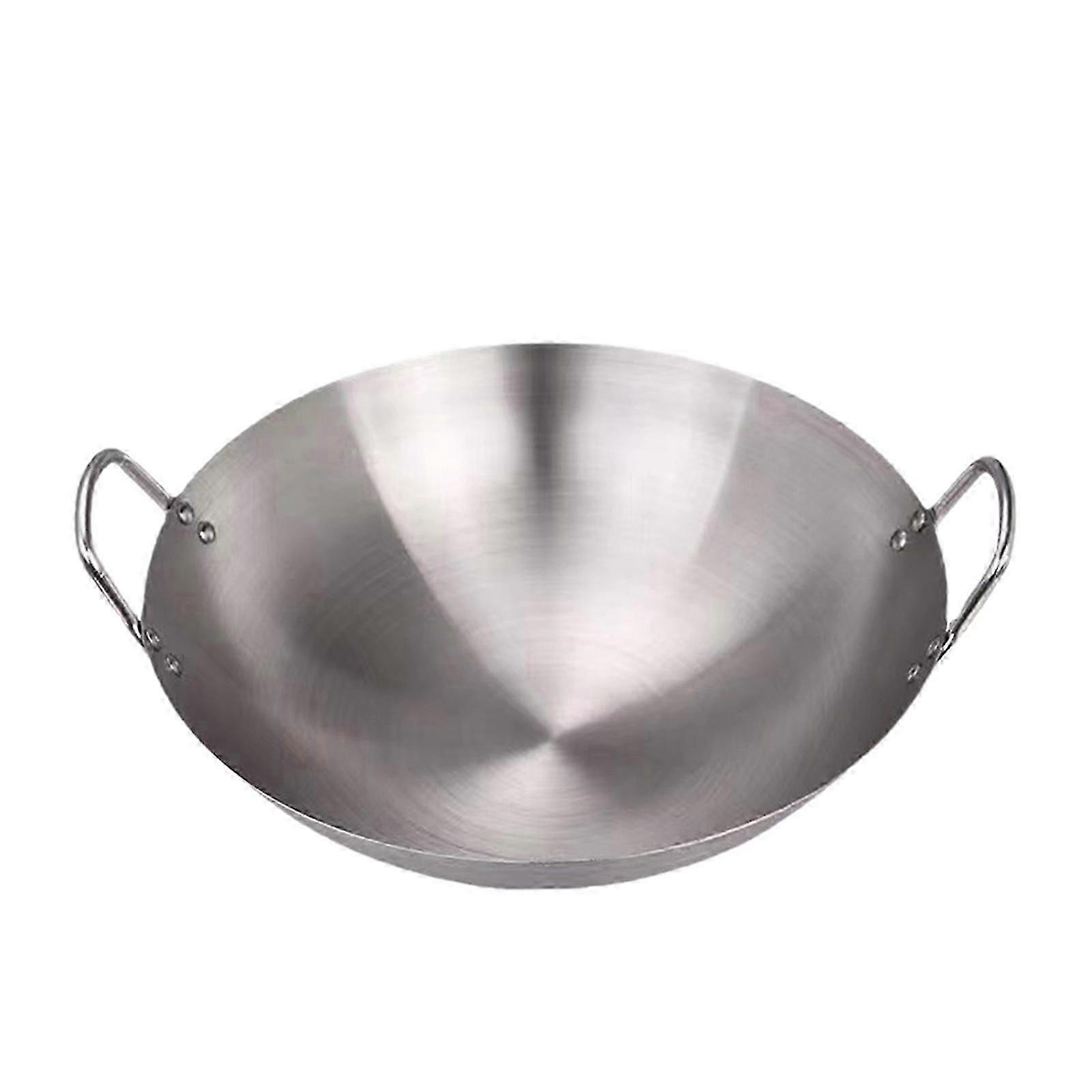 Stainless Steel Wok Lightweight Frying Pan for Deep Frying Vegetables Frying 34cm