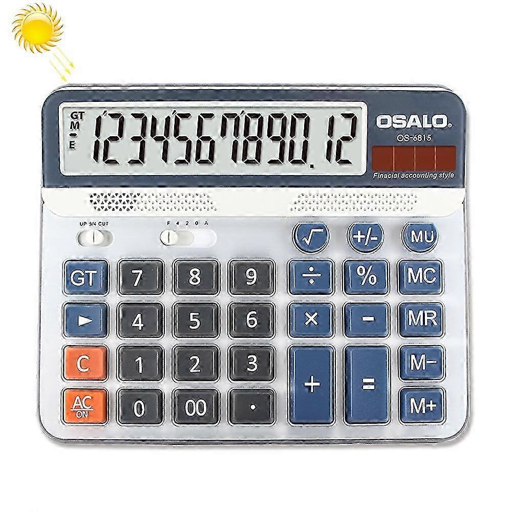 2025 OSALO OS-6815 12 Digits Desktop Calculator Solar Energy Dual Power Calculator