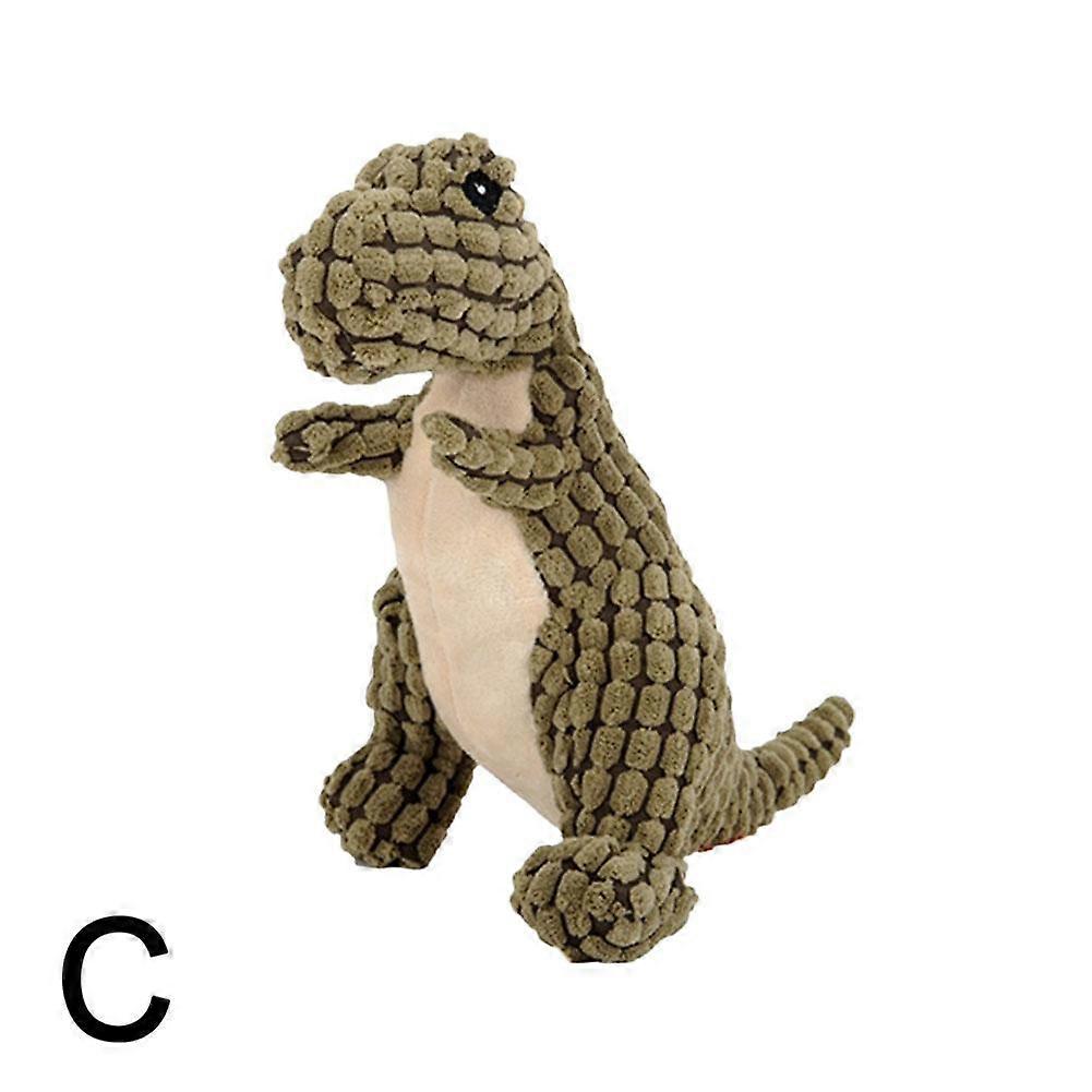 Dark green-opp bag (C)$Dog plush dinosaur toy teething sound venting toy for puppies medium and large dogs pet supplies