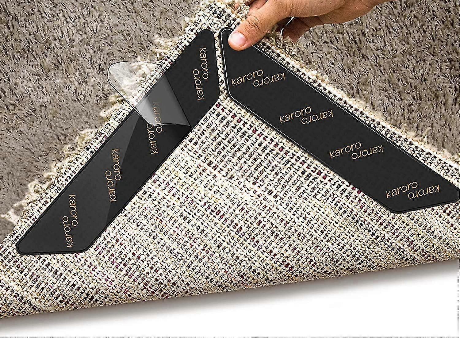 Anti Curling Rug Gripper, 10 pcs Non-Slip Carpet Underlay for Wooden Floors, Keeps Your Rug Secure and Flat on the Corners