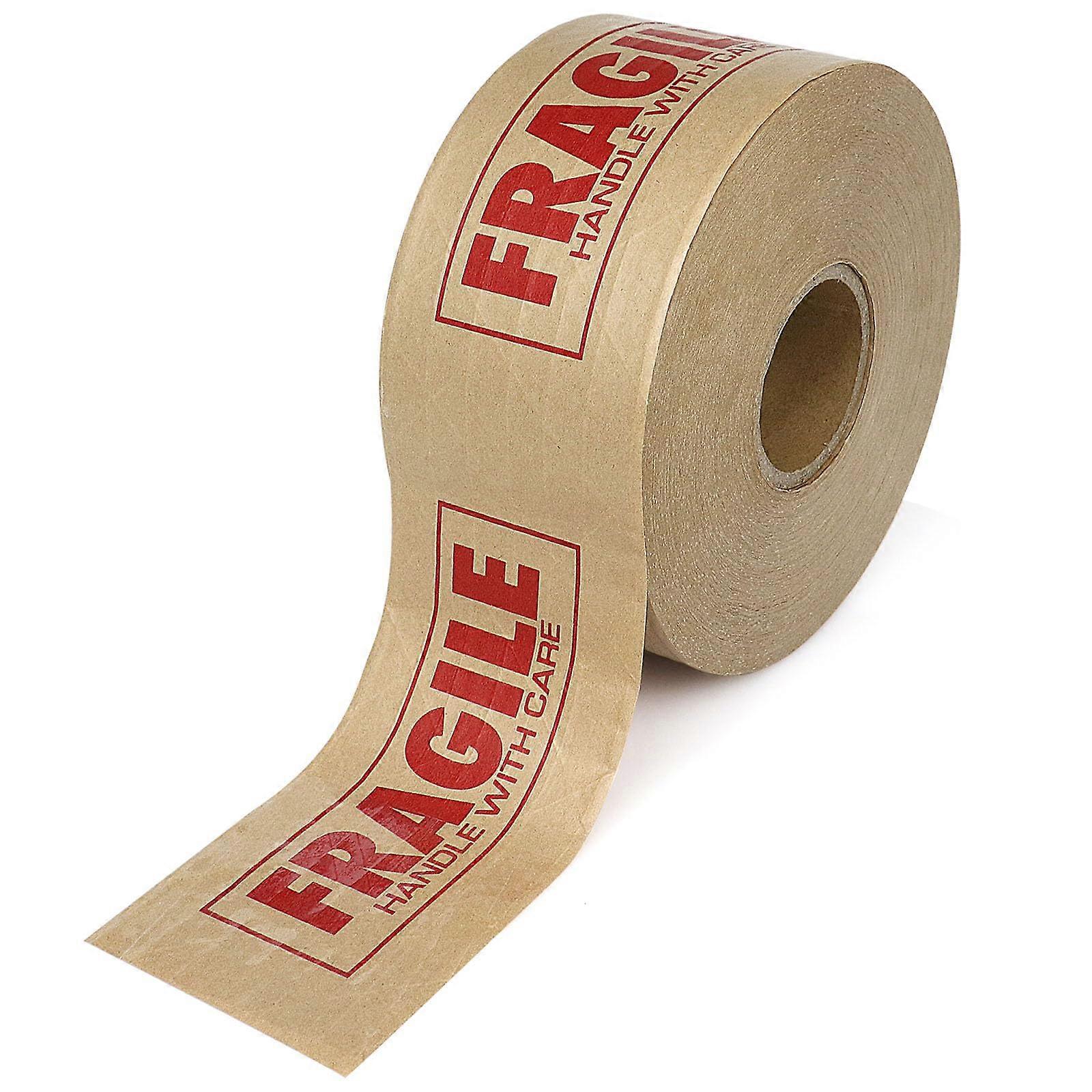 Fragile Printed Kraft Paper Tape,3 Inchx 450 Ft (150 Yards),Reinforced Kraft Tape