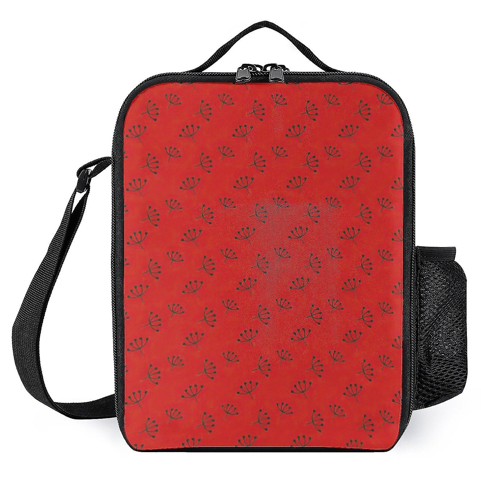 Lunch Boxes Totes Printed Lunch Bags Red Print Portable