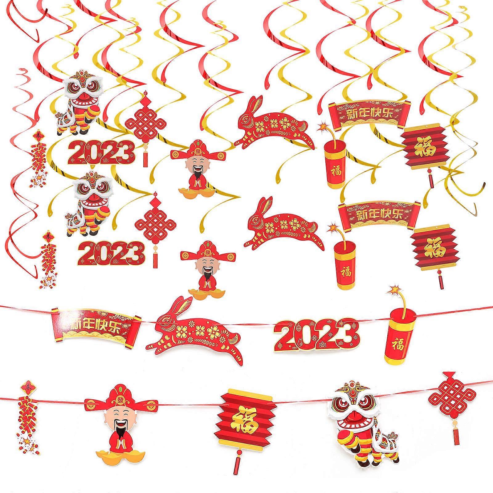 Chinese New Year 2023 Hanging Swirls Decors Festive Atmosphere 19X6.9CM 1Set