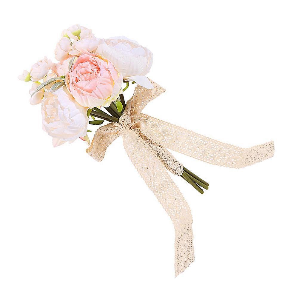Flower Bouquet Creative Simulation Flower Pink Bunch Wedding Decor 22x22x30cm Realistic Simulation 1Set