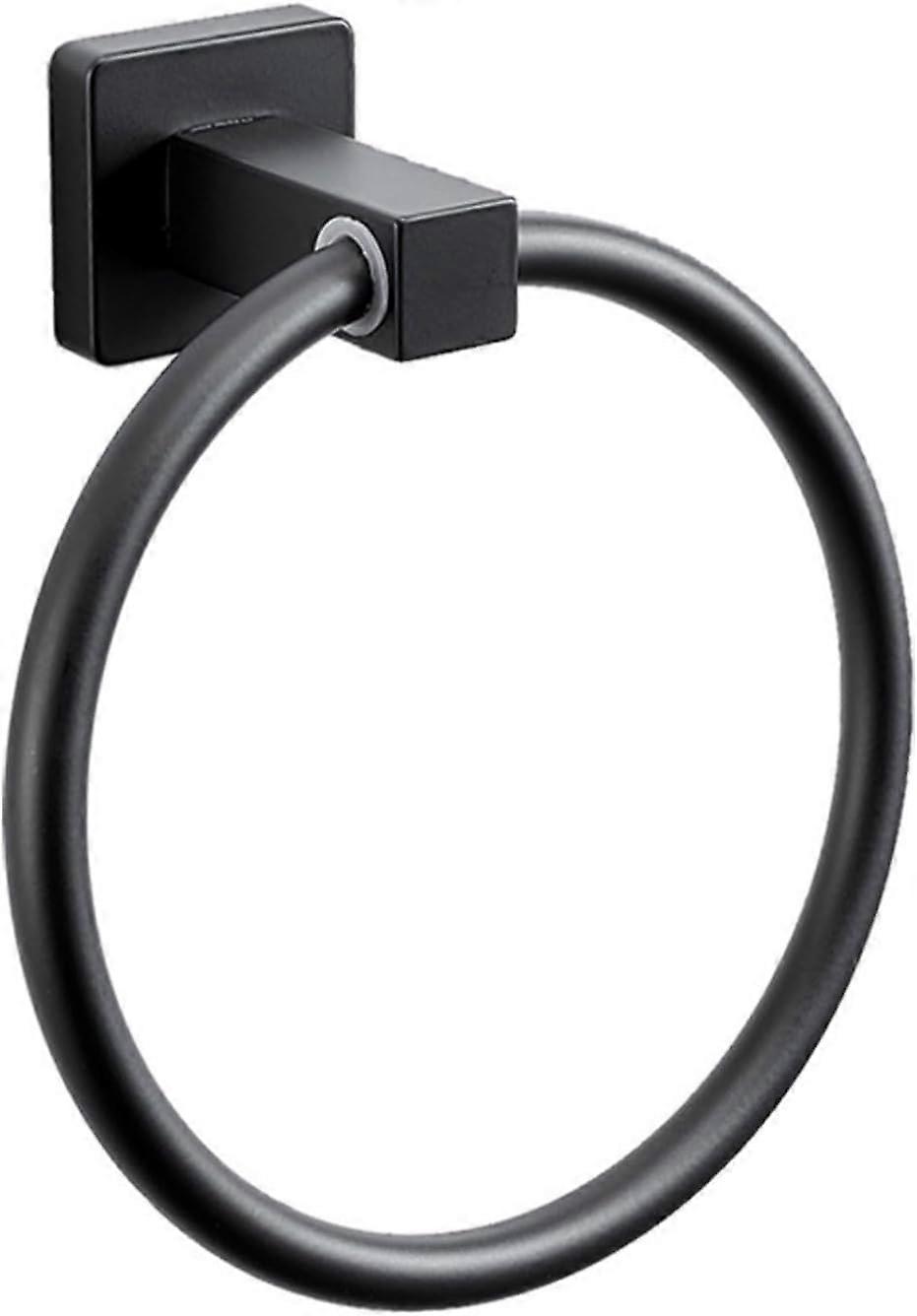 Black Towel Ring Wall Mounted Stainless Steel Towel Rack with 14cm Diameter Circular Towel Hanger for Kitchen Bathroom