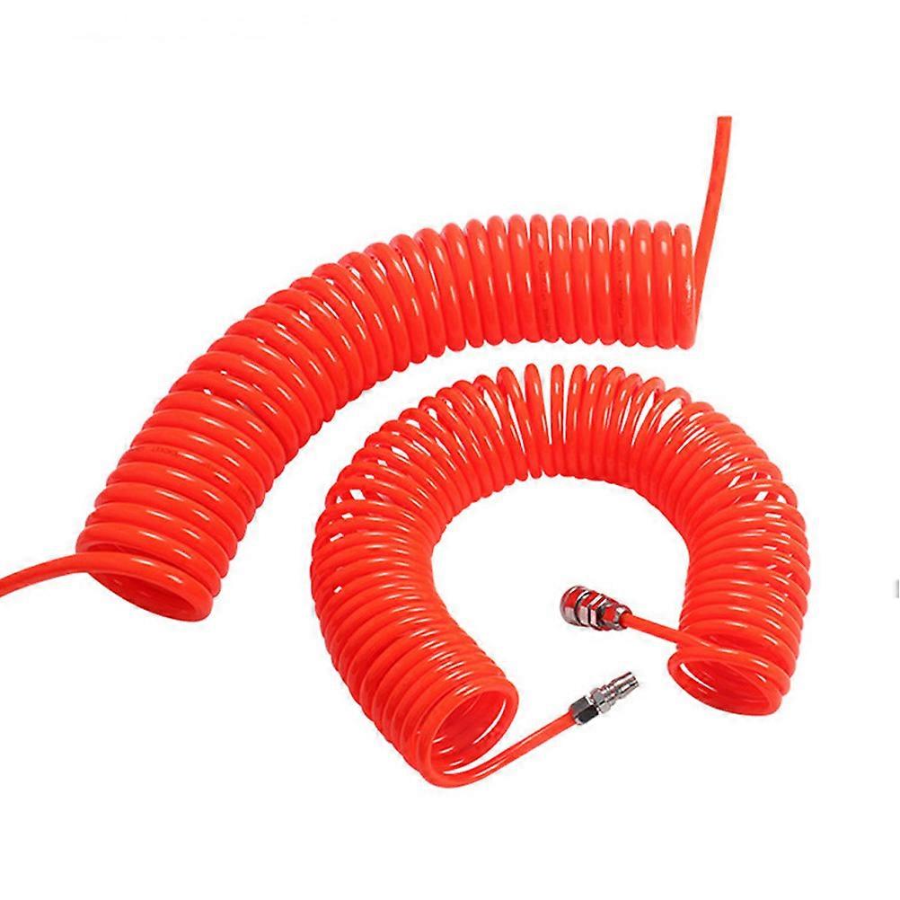 Pu Air Hose Air Compressor Flexible Hose Spiral Shape Compressor Air Tool 6m Red 1Set