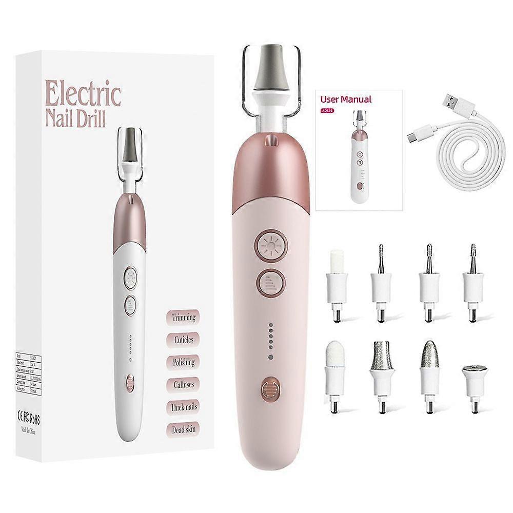 Electric nail file, manicure set for precise shaping and filing of nails, 8 in 1 professional portable nail drill with speed up to 15,000 rpm, nail dr