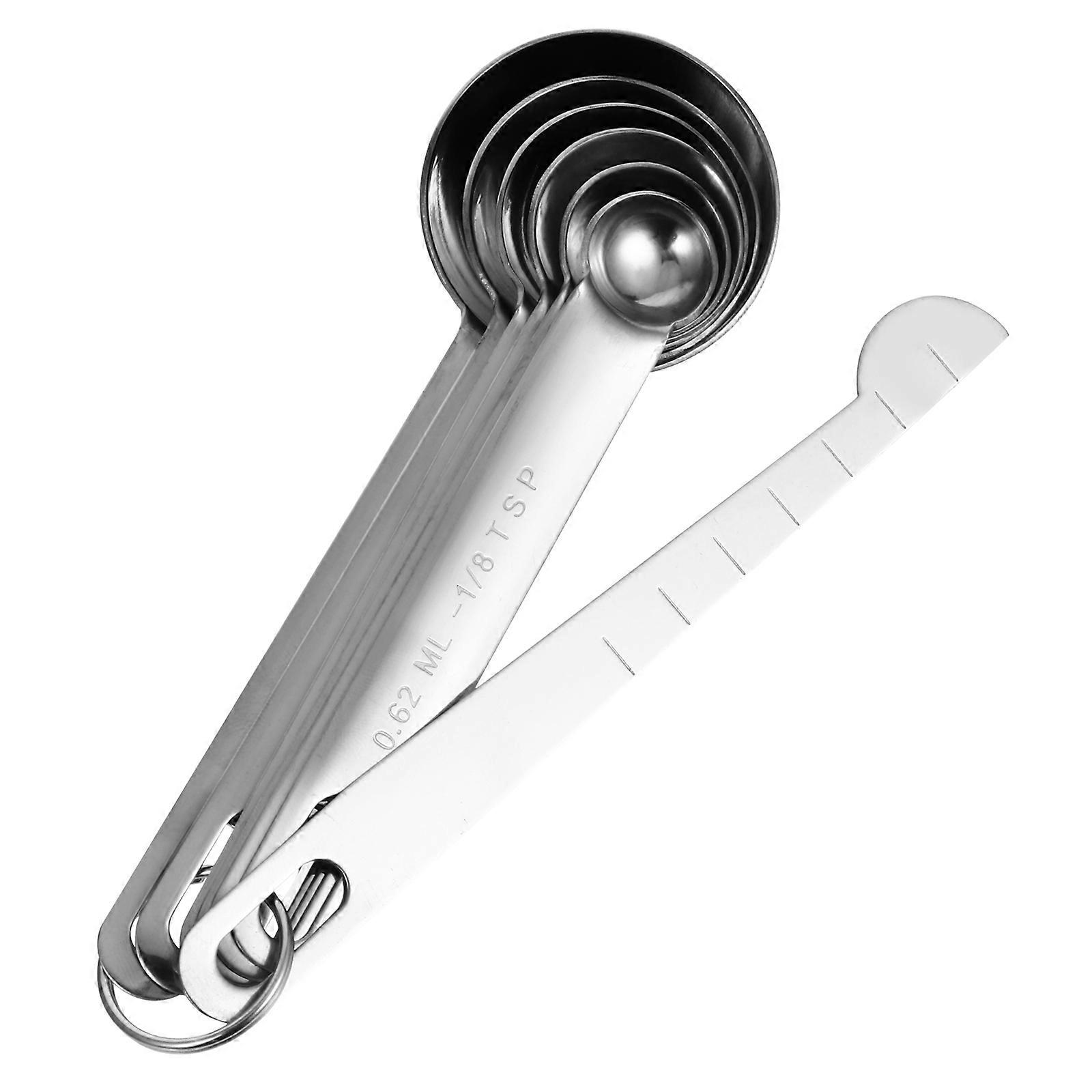 Stainless Steel Measuring Spoons Set with Scale, Multi Functional Kitchen Gadget for Baking, Seasoning, and Food Serving, Space Saving Hanging Design