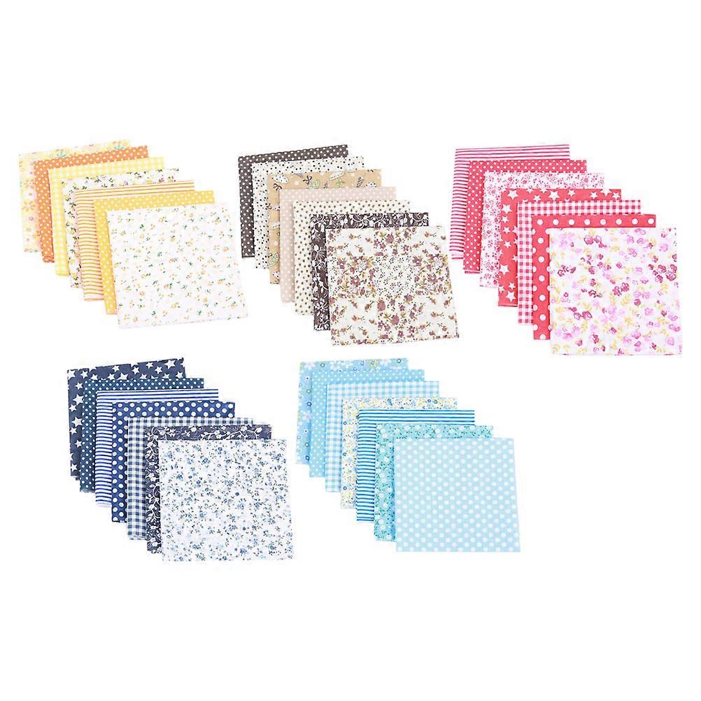Sewing Craft Diy Fabric Cotton Cloth Sheets Square For Home Use Red 25x25cm 7Pcs