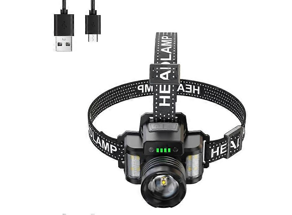 LED Rechargeable Head Torch High Lumens, Super Bright Headlamp with 6 Light Modes & Motion Sensor, 90 Adjustable & Waterproof Head Flashlight(Black)
