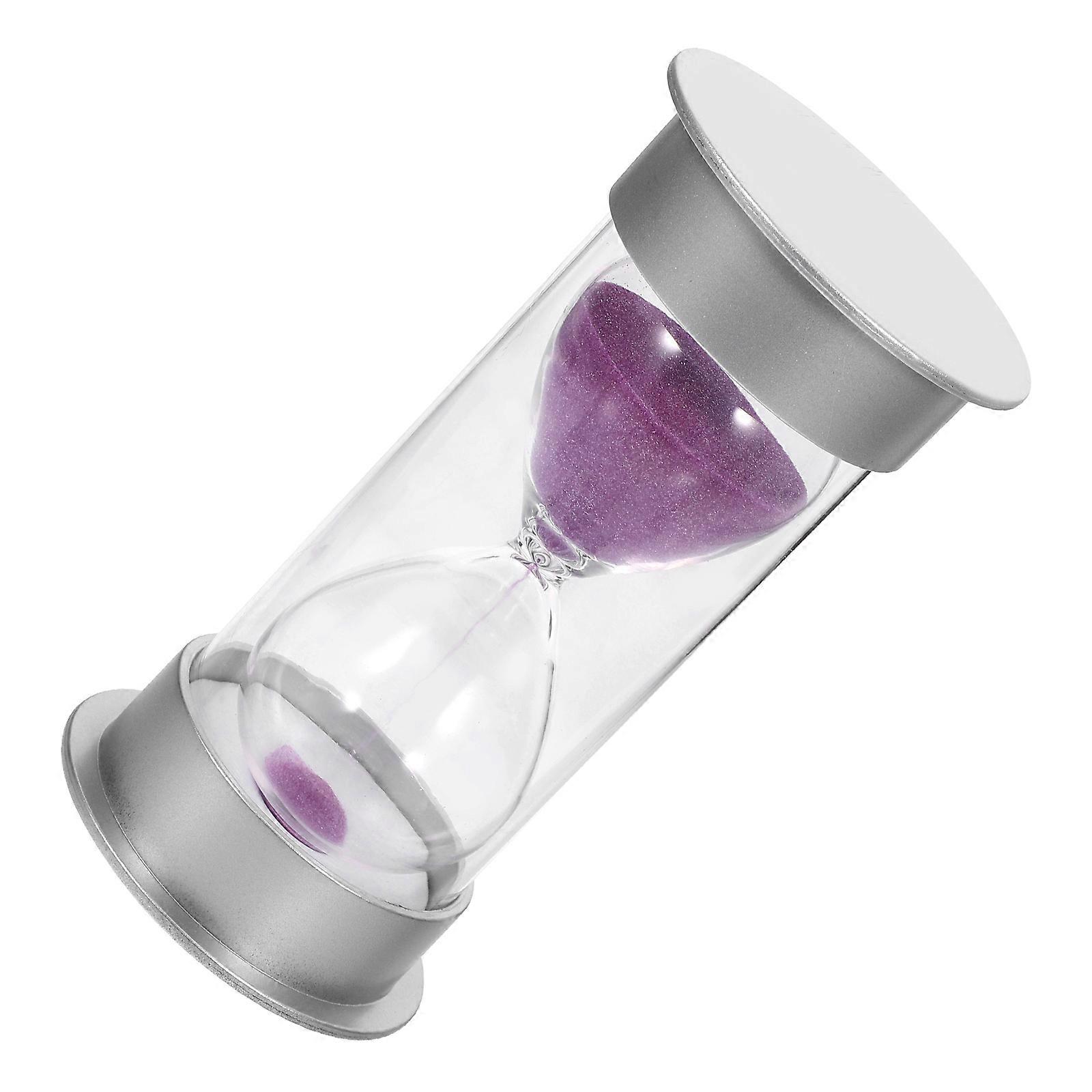 Hourglass Timer Metal Hourglass Sand Timer Silver Purple Home Desktop Bookshelf Decor 1Pack