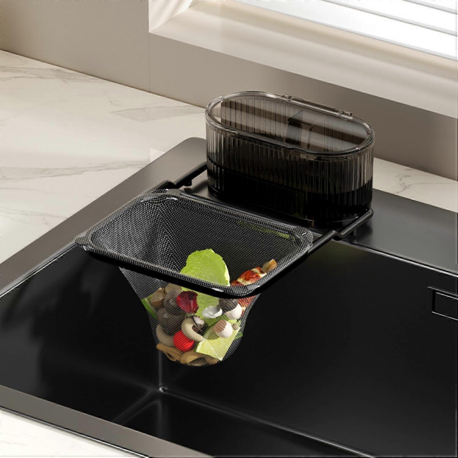 2-in-1 Sink Drainer and Storage Box with Suction Cup - Includes 200 Disposable Filters, Kitchen Strainer Organizer, SC-5