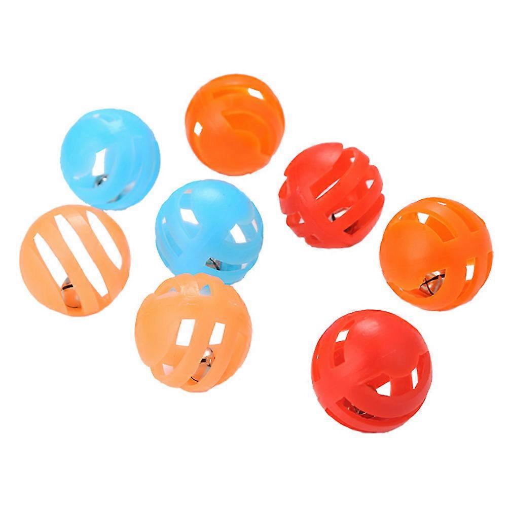 Kitten Toy Jingle Bell Balls Interactive Play Teasing Toy 8Pcs Round Shape Plastic Material