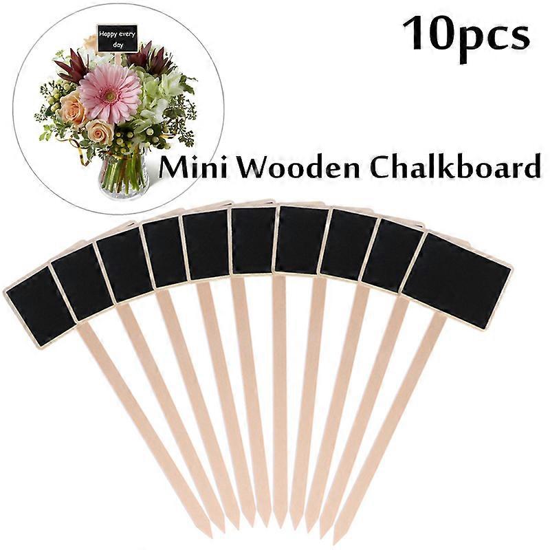 Mini Black Board Signs Wooden Chalkboard Decorating Price Tags Signage 2.4 x 7.4 x 0.4 Cm 10Pcs