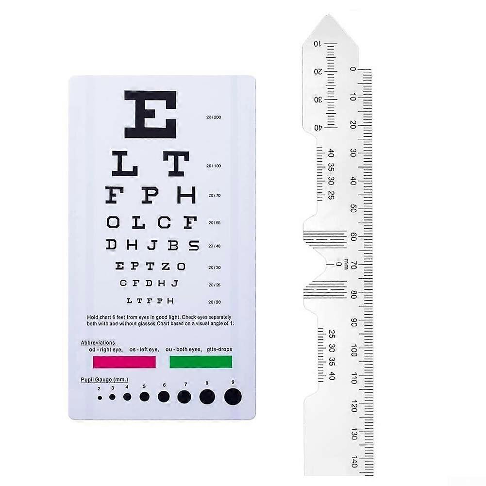 Professional eye test set incl. 2 x eye charts (Letter Digital) 2 x PD rulers (GJC23FA05)