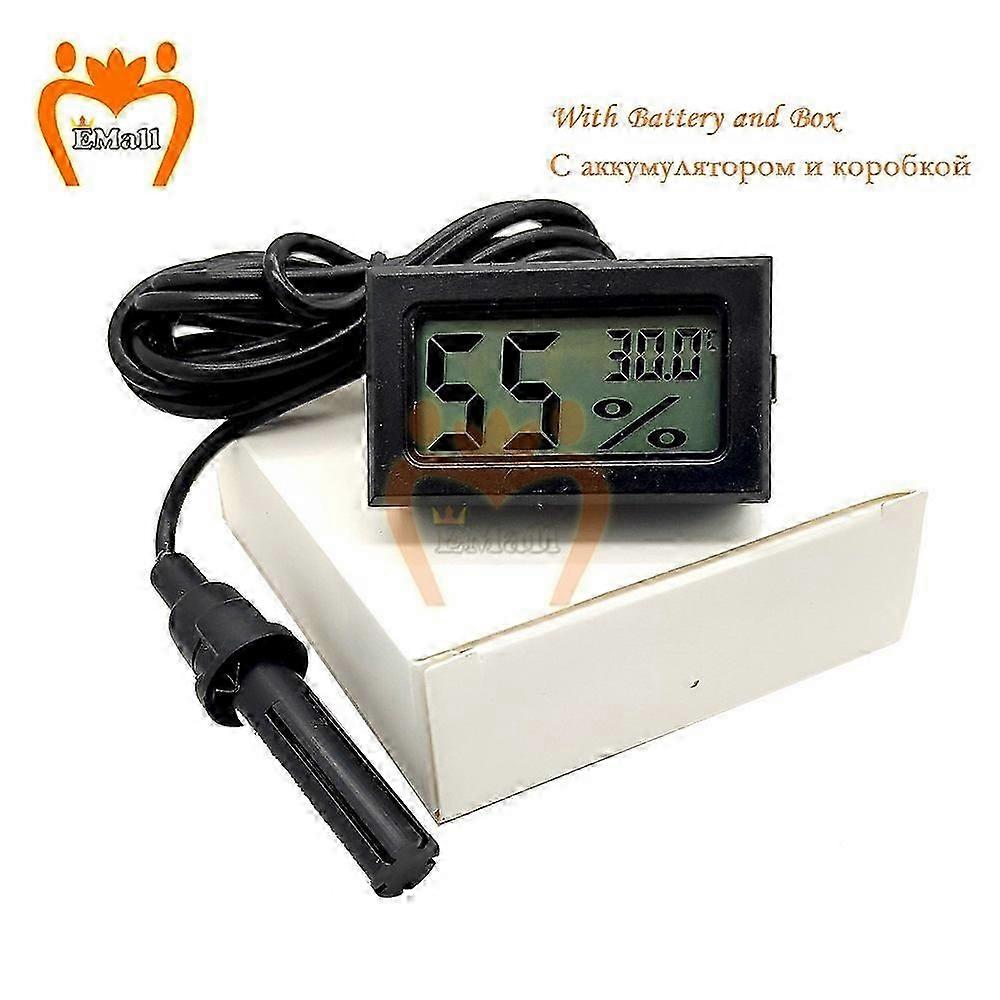 LCD Digital Thermometer Hygrometer With Battery Temperature Gauge Tester Incubator Aquarium Humidity Meter 1.5M Sensor Probe