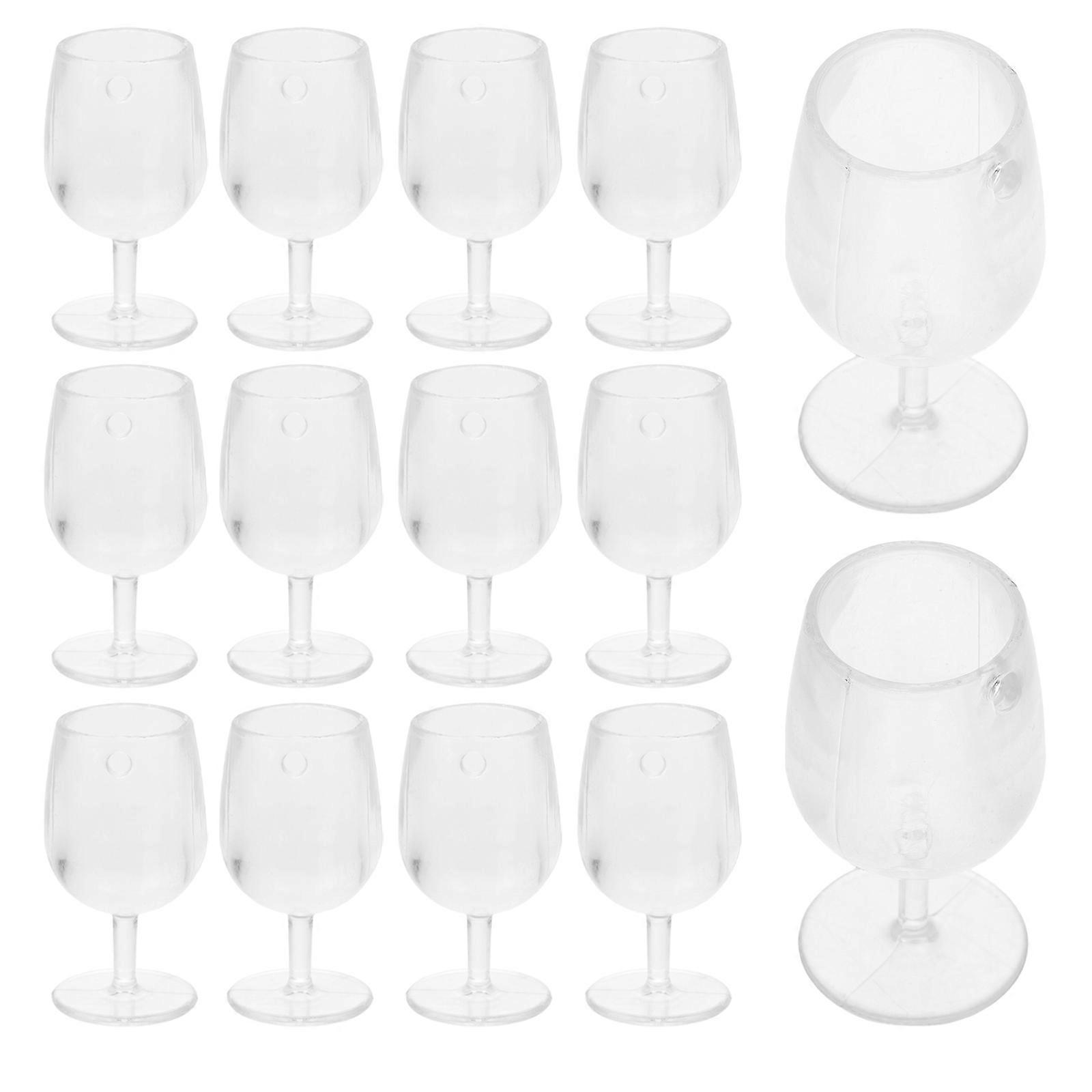 Miniature Dollhouse Goblet Clear Plastic Wine Cups DIY Assembly 20Set