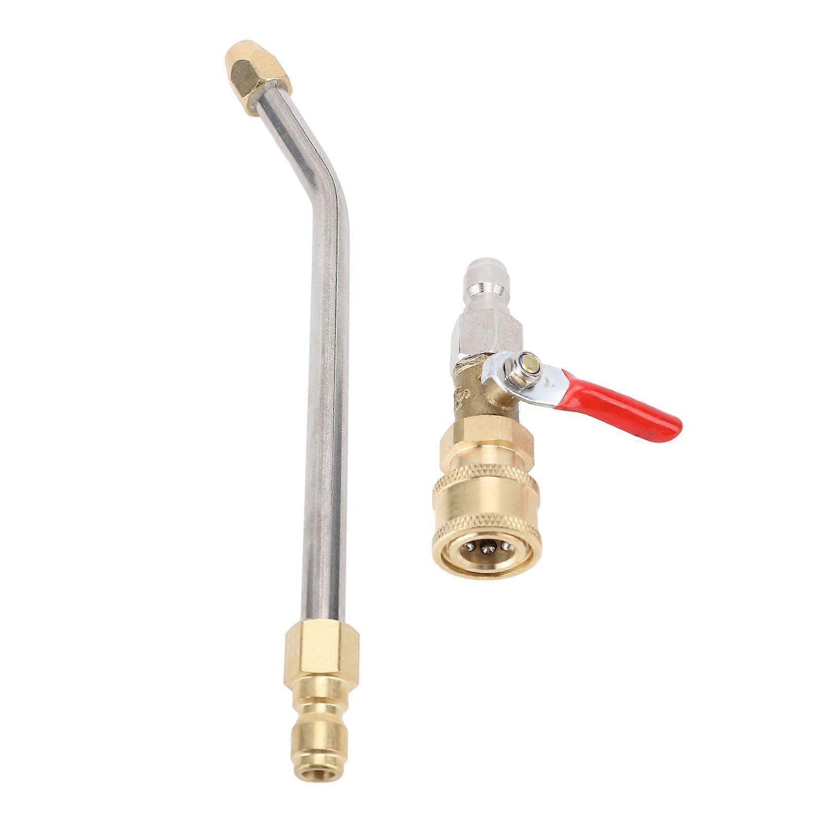 Curved Pressure Washer Extension Wand with Ball Valve, 1/4" Connector, Gutter Cleaner Attachment Rod, 30°