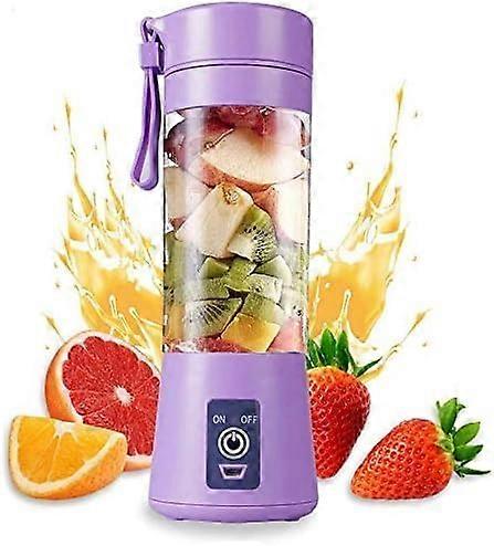 Portable Blender Cup - USB Electric 380ml Capacity 6 Blades for Smoothies & Juices (Light Purple)