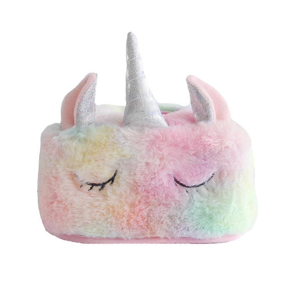 Tissue Box With Lining Square Unicorn Plush Tissue Box Home Hotel Restaurant Pink Approx 14x11x7cm Storage 1Pc