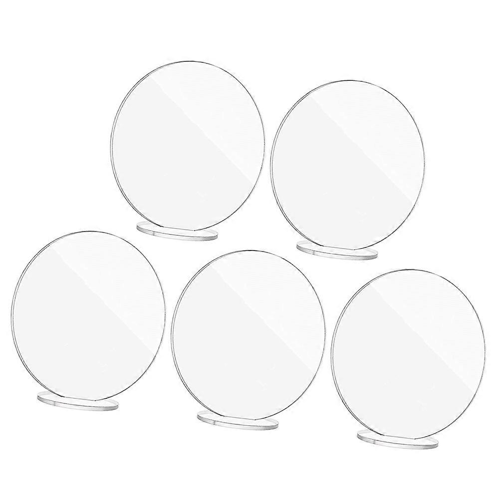 Table Number Sign With Base Acrylic Round Reusable Writing For Party Decorations 5Pack
