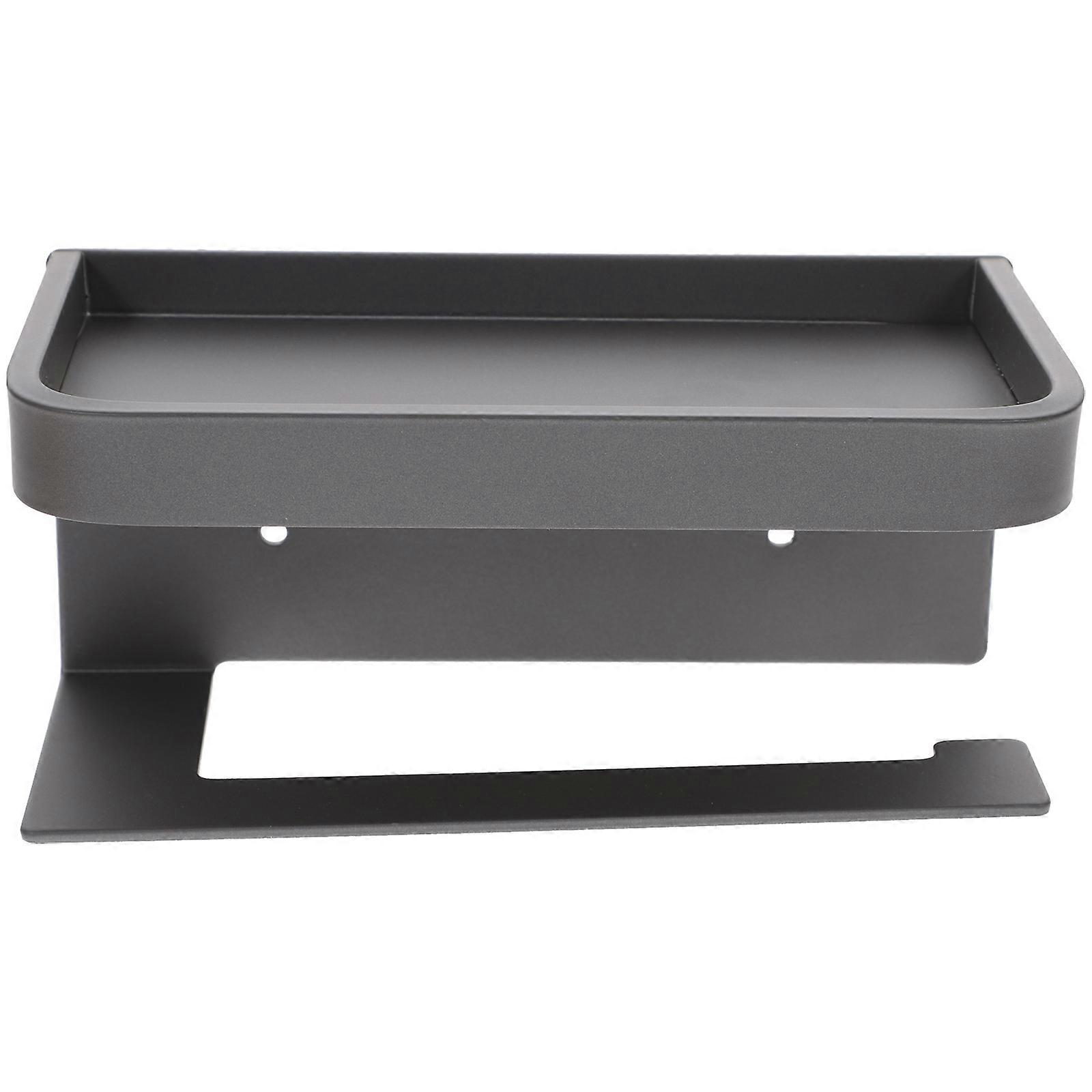 Hanging Toilet Paper Holder with Shelf for Home Organization Grey Color Durable Design 1Pcs