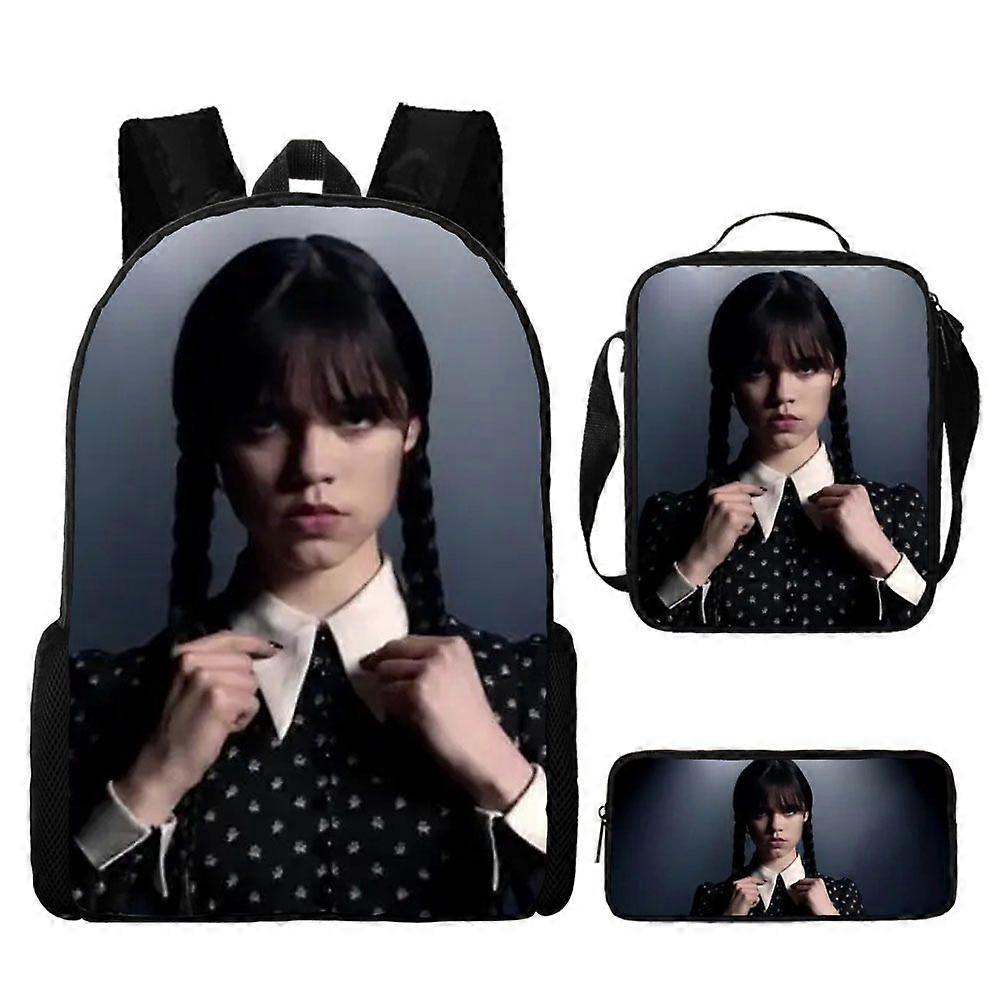 17-inch student backpack set 3D digital printing backpack three-piece set