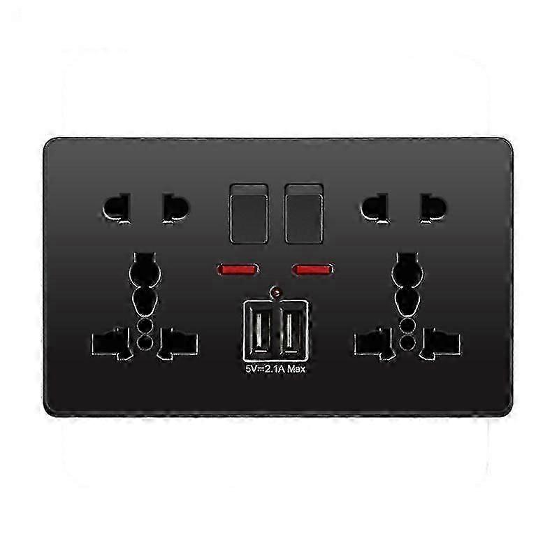 Botón pulsador de enchufe de pared multifunción de 13 a 2.1 A Puertos de carga USB dobles Botón de toma de corriente de pared para el hogar de tres orificios y dos orificios