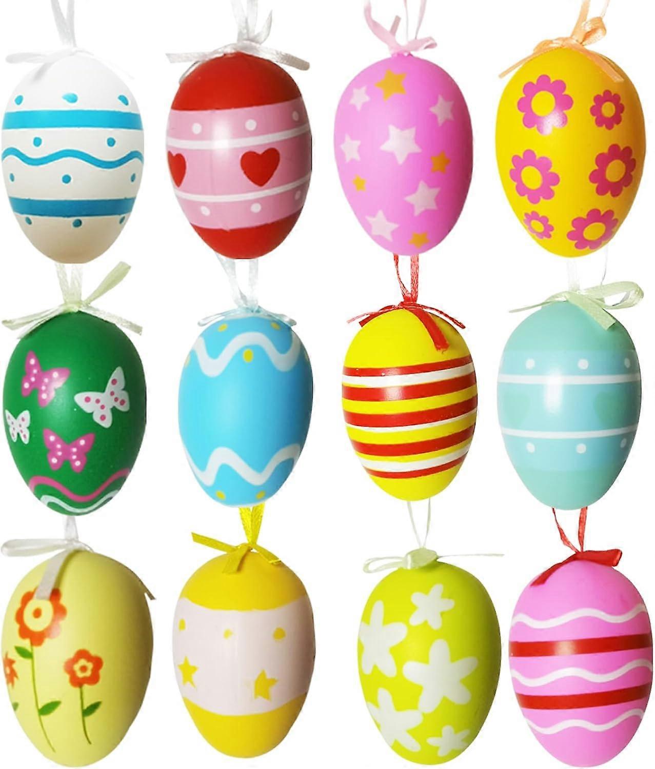 TTMA Easter hanging eggs 12 pieces Easter egg decorations for Easter tree decoration.