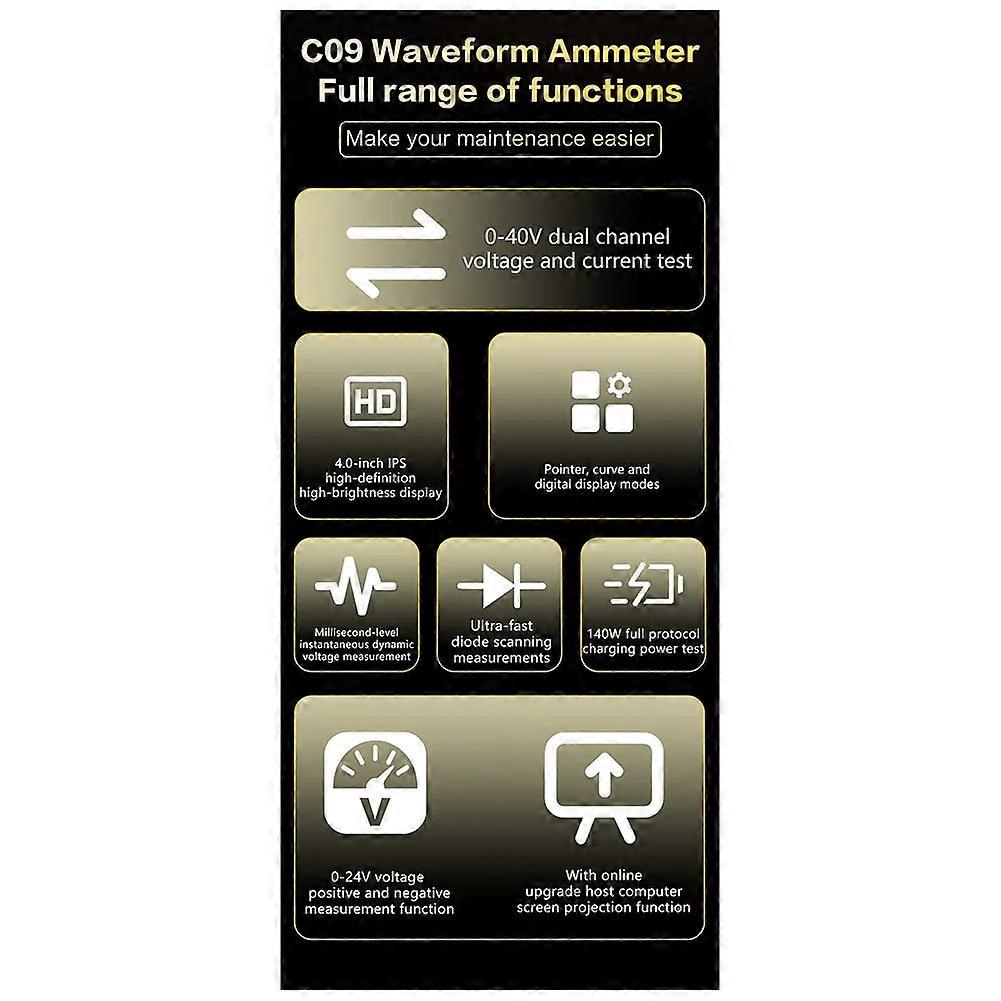 I2C C09 Amperometro Forma d'Onda Ingresso Tester di Corrente di Tensione a Doppio Canale B