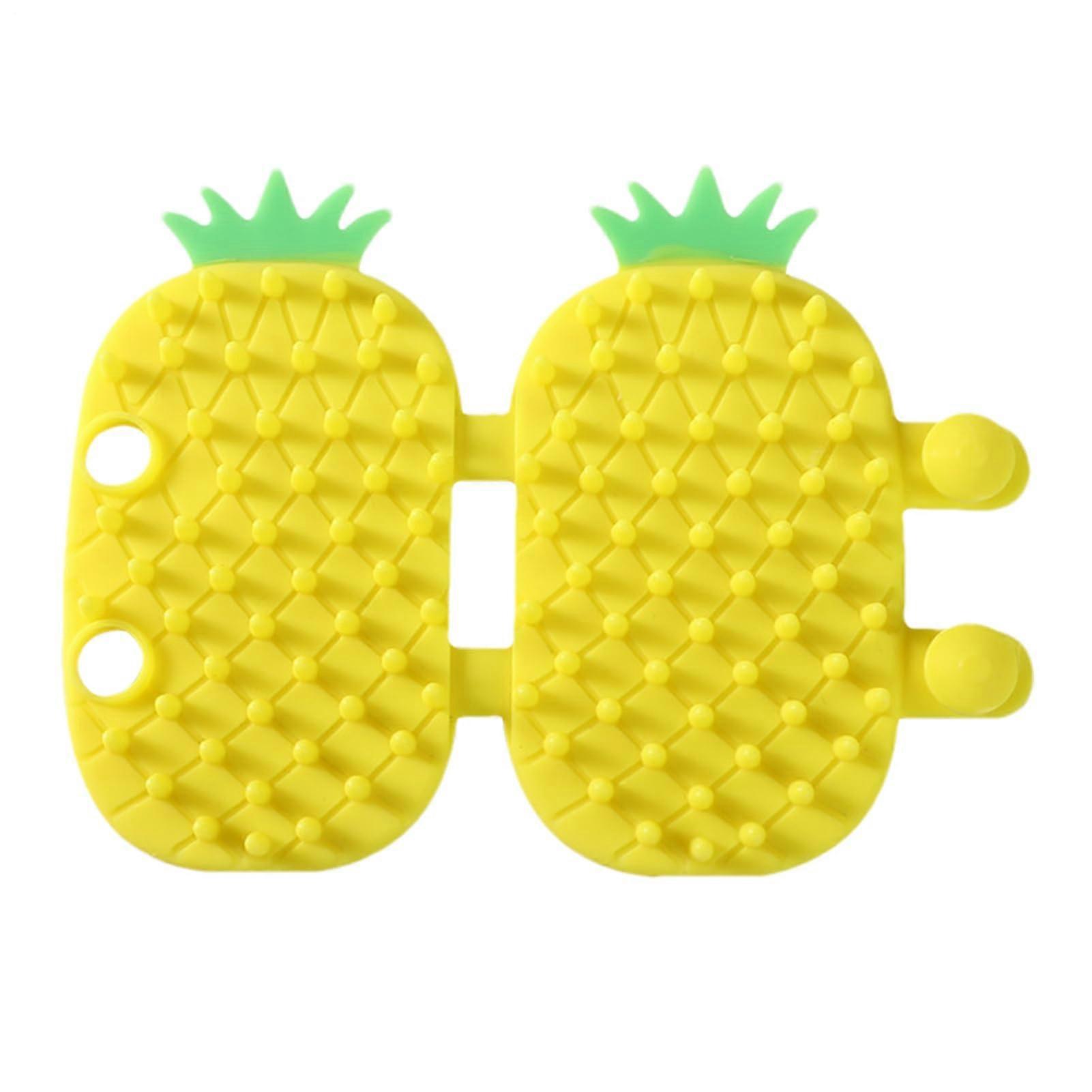 Cat Groomer for Indoor Cats - Automatic Massage Comb with Pineapple Design, Soft Brush for Scratching, Yellow Corner Grooming Tool