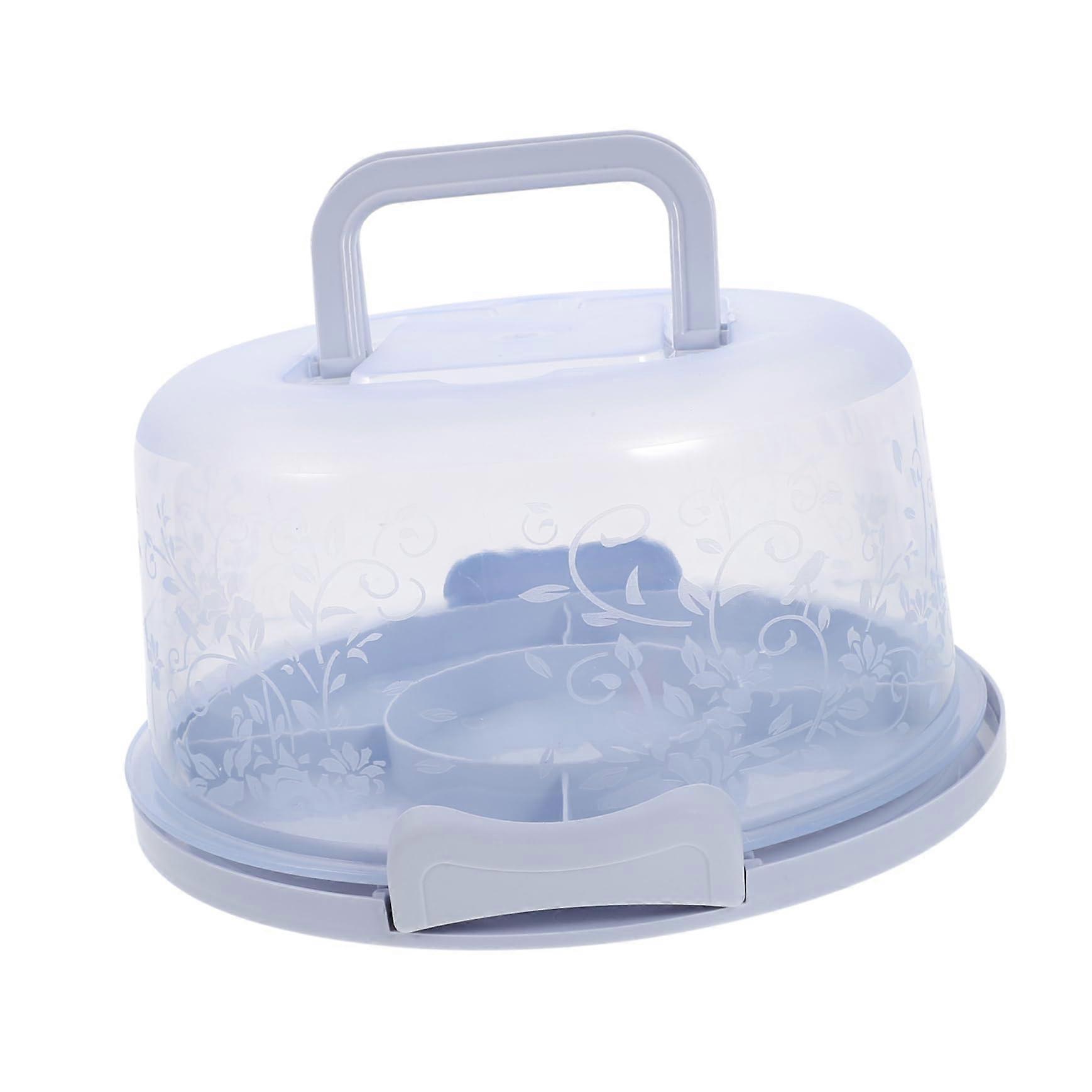Cake Box Handle Carrier Cupcake Boxes Cupcake Holder With Lid Cupcake Travel Container PP Blue