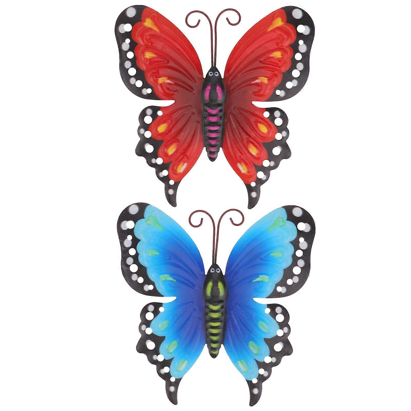 Butterfly Shaped Iron Wall Hanging Decoration for Home Adds Warmth Assorted Color 2PCS