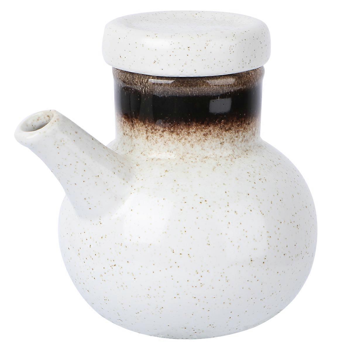 Ceramic Condiment Pot Seasoning Kettle Everyday Use 12x11cm White Spice Storage 1Set