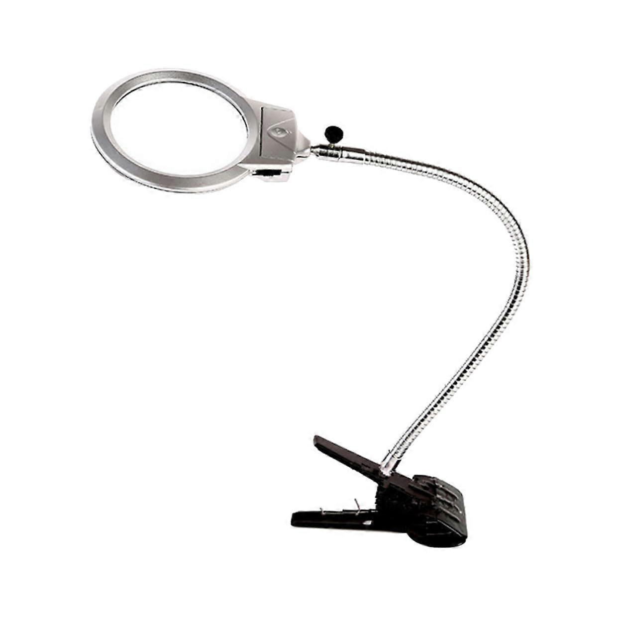 LED magnifying lamp with clip, dimmable reading light for desk, batteryoperated