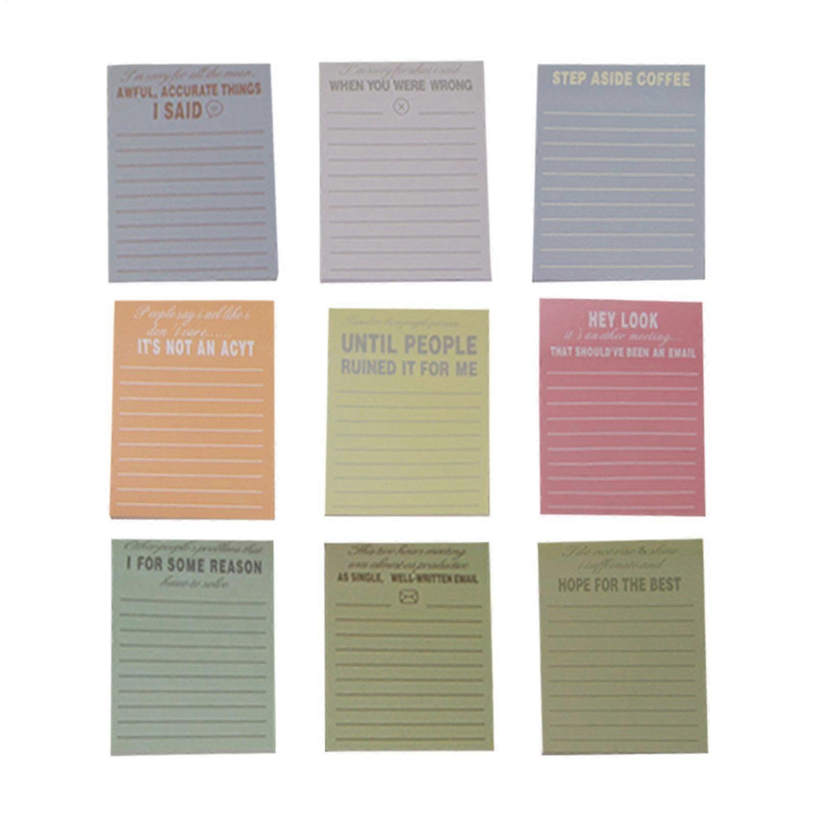 Cute sticky notes, sticky note pads, 270 sheets practical sticky note set, 9X practical rectangular sticky note set, for