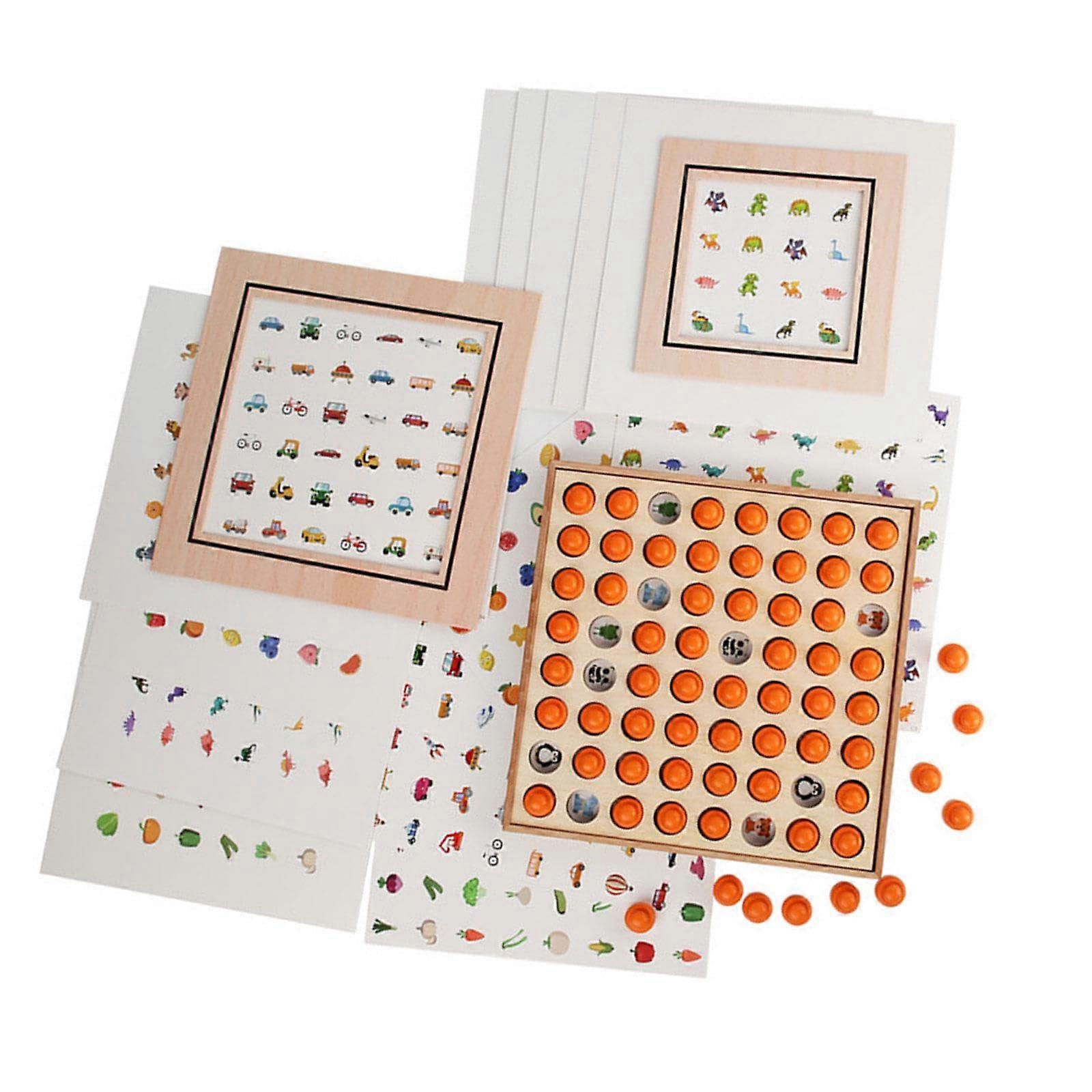 Memory Matching Game Wooden Chessboard Board Game - Wooden Memory Match, Standard Size, Natural Wood Finish