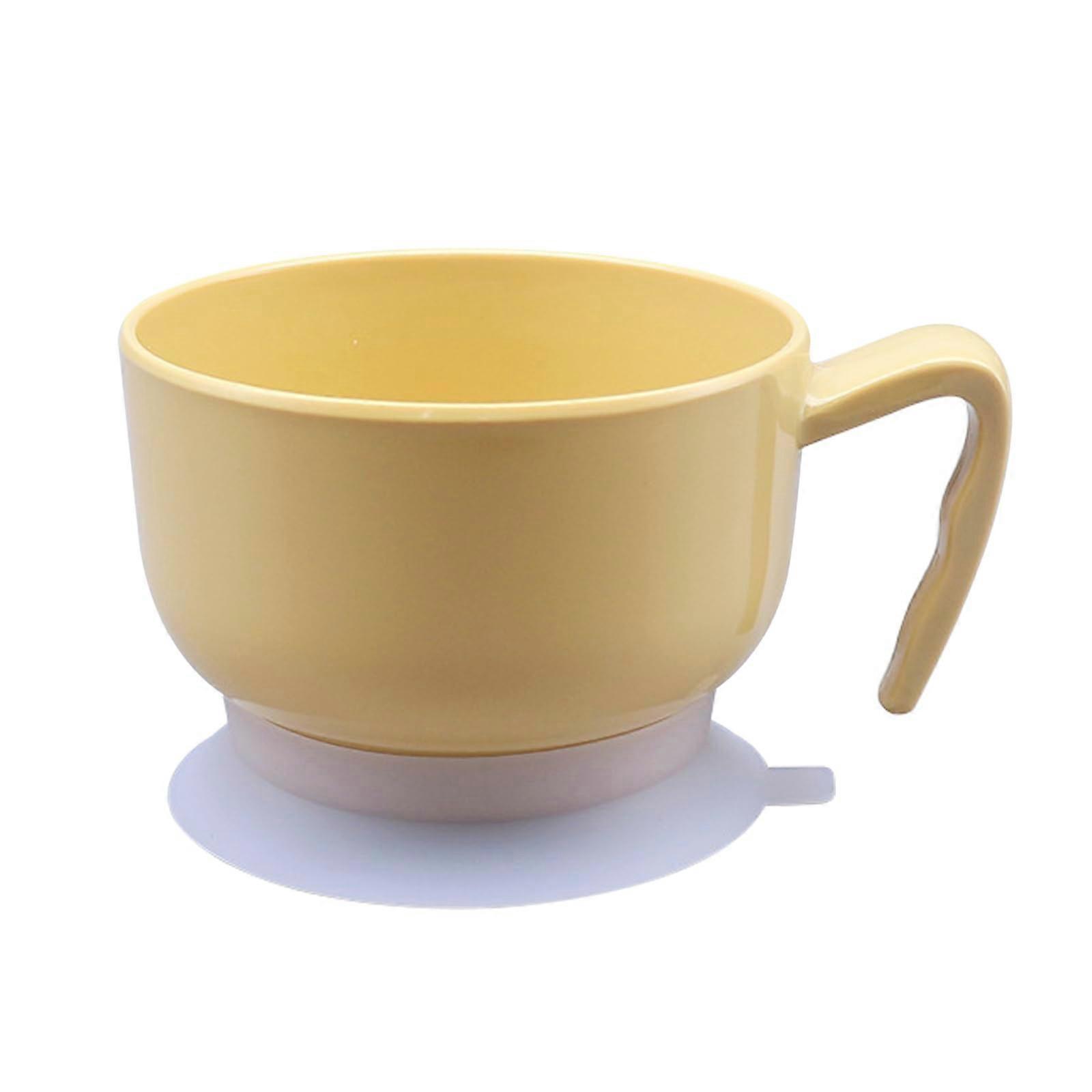 Leak Proof Bowl with Handle, NonSlip Suction Cup, Tableware, Adaptable SelfFeeding Harness for Elderly with Disabilities Yellow