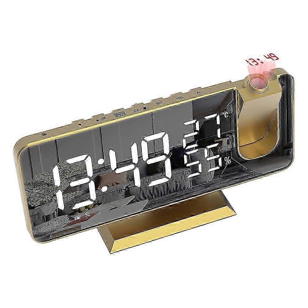 Rotatable Projector Alarm Clock, Mirror Surface With Dual Usb Charging, For Bedroom And Office